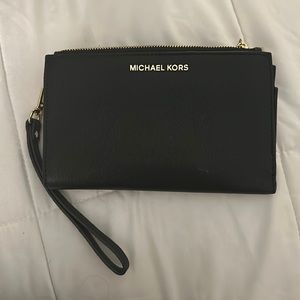 Michael Kors, black wristlet phone case holder/credit card/change holder